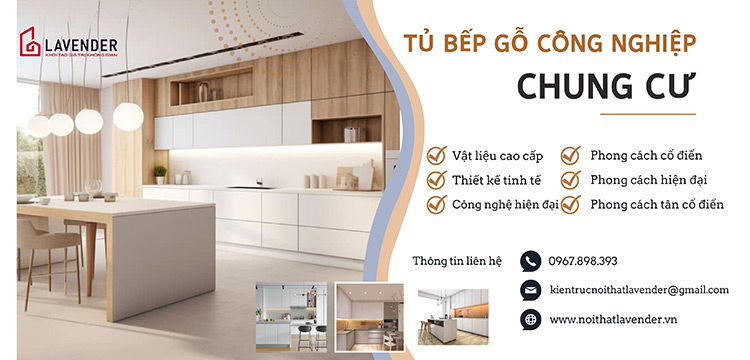 Tủ Bếp Gỗ Công Nghiệp Cho Chung Cư