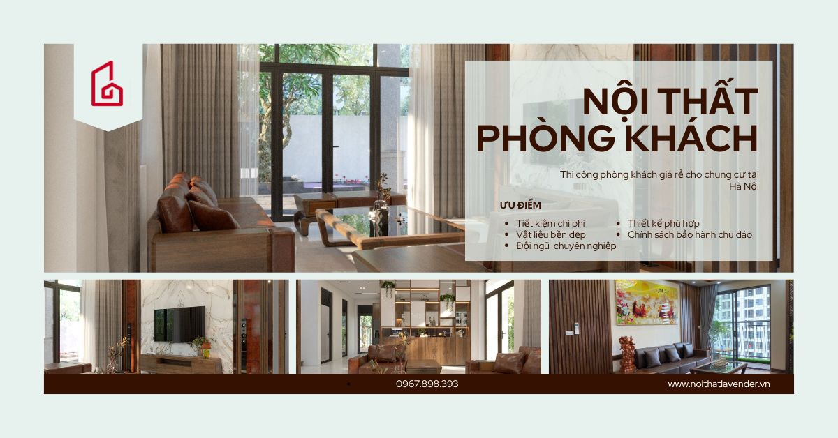 Thi công phòng khách giá rẻ cho chung cư tại Hà Nội