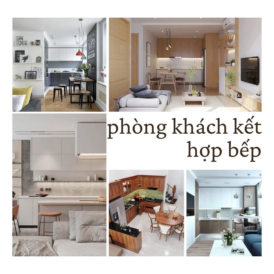 Thiết kế phòng khách kết hợp bếp